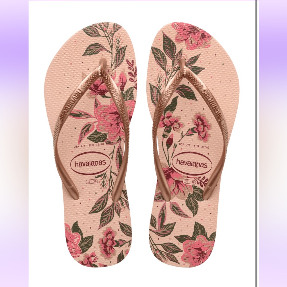 Havianas, rose gold and pink, size 37-38